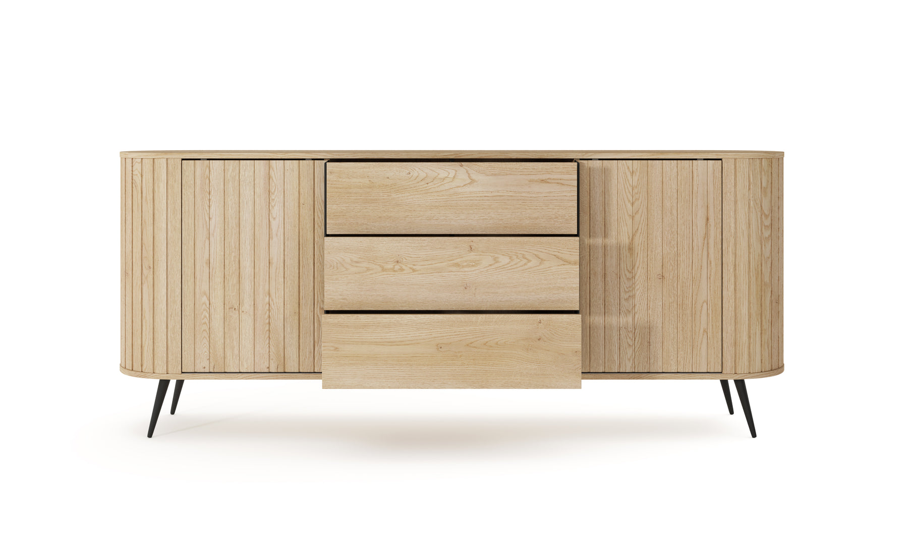 Madia 2 ante 3 cassetti con piede in metallo Lovy 196x81 cm