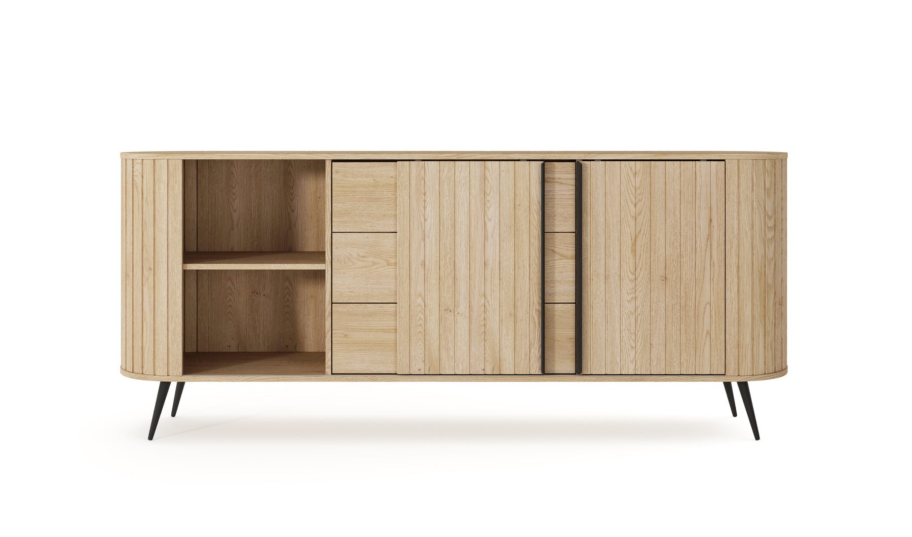 Madia 2 ante 3 cassetti con piede in metallo Lovy 196x81 cm