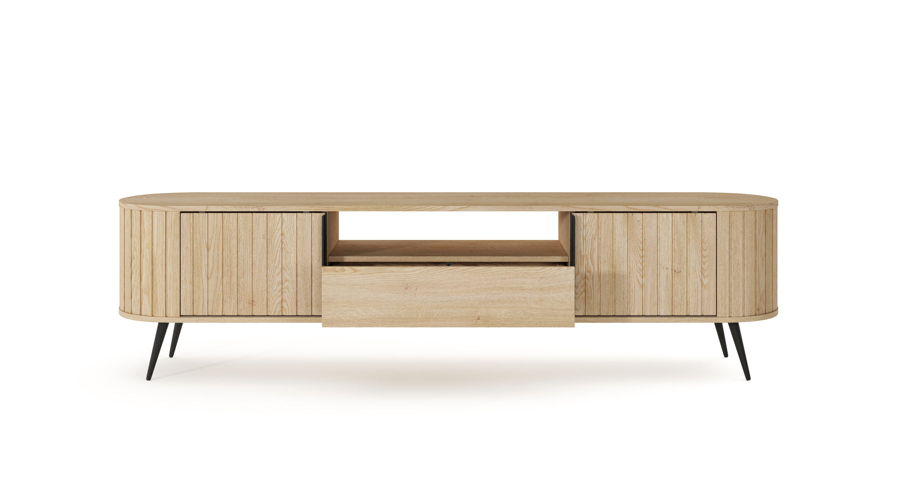 Mobile TV 2 ante 1 cassetto con piede in metallo Lovy 196x51 cm