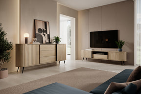 Madia 2 ante 3 cassetti con piede in metallo Lovy 196x81 cm