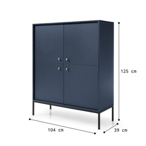 Credenza con piedi in ferro 4 ante in legno laminato Canterno 104x125 cm