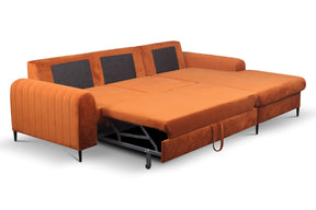 Divano letto angolare in velluto Firenze 251x164 cm