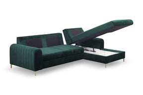Divano letto angolare in velluto Firenze 251x164 cm