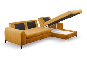 Divano letto angolare in velluto Firenze 251x164 cm