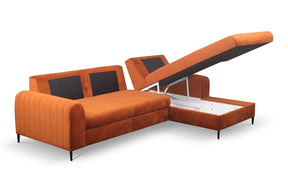 Divano letto angolare in velluto Firenze 251x164 cm