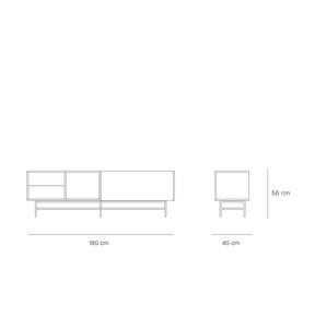 Mobile TV 2 ante e 2 cassetti laccato crema e sabbia con piede in ferro Nube di Teulat 180x56 cm