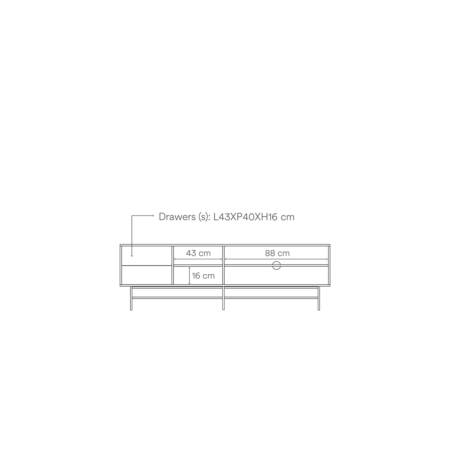 Mobile TV 2 ante e 2 cassetti laccato sabbia e terracotta con piede in ferro Nube di Teulat 180x56 cm