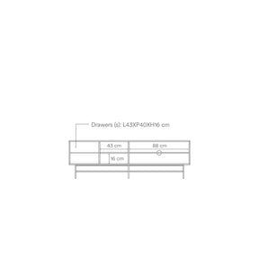 Mobile TV 2 ante e 2 cassetti laccato sabbia e terracotta con piede in ferro Nube di Teulat 180x56 cm