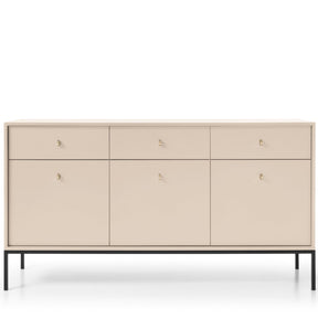 Madia con piedi in metallo 3 ante e 3 cassetti in legno laminato Canterno 154x83 cm