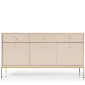 Madia con piedi in metallo 3 ante e 3 cassetti in legno laminato Canterno 154x83 cm