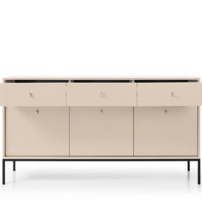 Madia con piedi in metallo 3 ante e 3 cassetti in legno laminato Canterno 154x83 cm