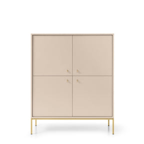 Credenza con piedi in ferro 4 ante in legno laminato Canterno 104x125 cm