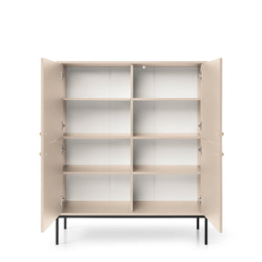 Credenza con piedi in ferro 4 ante in legno laminato Canterno 104x125 cm