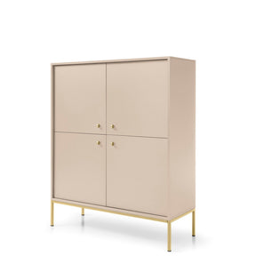 Credenza con piedi in ferro 4 ante in legno laminato Canterno 104x125 cm