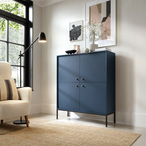 Credenza con piedi in ferro 4 ante in legno laminato Canterno 104x125 cm