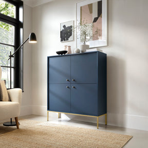 Credenza con piedi in ferro 4 ante in legno laminato Canterno 104x125 cm