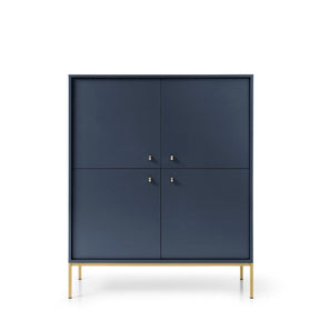 Credenza con piedi in ferro 4 ante in legno laminato Canterno 104x125 cm