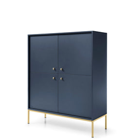 Credenza con piedi in ferro 4 ante in legno laminato Canterno 104x125 cm
