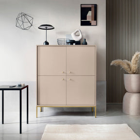 Credenza con piedi in ferro 4 ante in legno laminato Canterno 104x125 cm