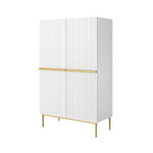 Credenza bianca 2 ante con piede in metallo oro Nicole  100 x 160 cm