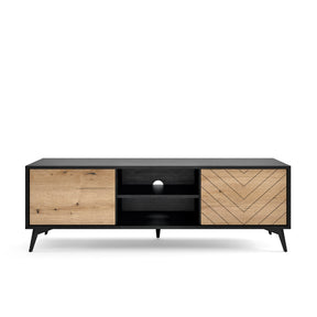 Mobile TV 2 ante 2 ripiani in legno laminato con piedi in metallo Evoke 154x50 cm