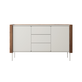 Madia 2 ante 3 cassetti in legno laminato noce e cashmere Lumia 141x82 cm