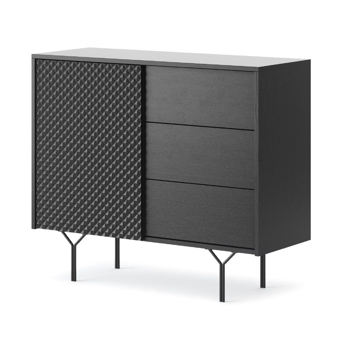 Credenza 3 cassetti 1 anta in legno laminato Nerea 97x83 cm
