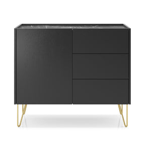 Credenza 1 anta 3 cassetti con piano effetto marmo Margo 97x83 cm