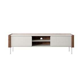 Mobile porta TV con 2 ante in legno laminato noce e cashmere Lumia 180x52 cm