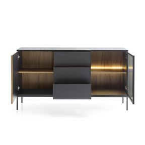 Credenza a 2 ante e 3 cassetti con LED integrato Aura 154x83 cm