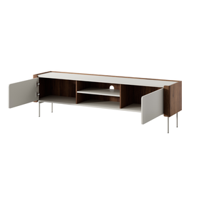 Mobile porta TV con 2 ante in legno laminato noce e cashmere Lumia 180x52 cm