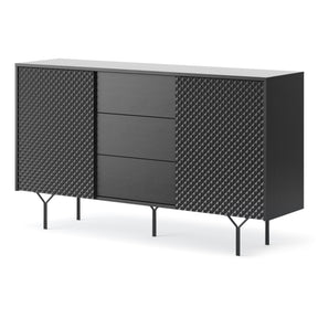 Credenza 2 ante 3 cassetti in legno laminato Nerea 144x83 cm
