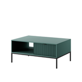 Tavolino con piedi in metallo 1 cassetto ed 1 vano in legno laminato Miseno 104x68 cm