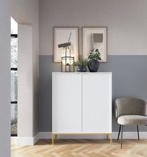 Credenza con piedi in metallo 2 ante in legno laminato Miseno 104x125 cm