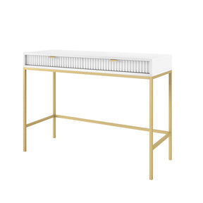 Consolle con piedi in metallo 2 cassetti in legno laminato Miseno 104x78 cm