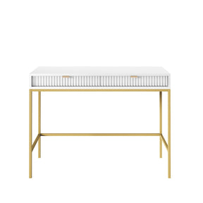 Consolle con piedi in metallo 2 cassetti in legno laminato Miseno 104x78 cm