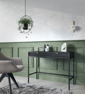 Consolle con piedi in metallo 2 cassetti in legno laminato Miseno 104x78 cm