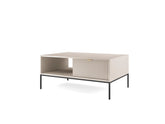 Tavolino con piedi in metallo 1 cassetto ed 1 vano in legno laminato Miseno 104x68 cm