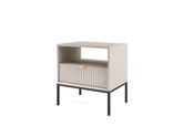 Comodino con piedi in metallo ed 1 cassetto in legno laminato Miseno 54x56 cm