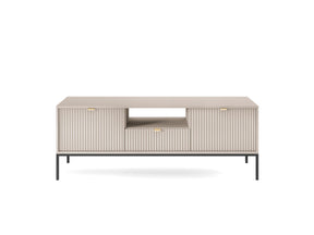 Mobile TV con piedi in metallo 2 ante e 1 cassetto in legno laminato Miseno 154x56 cm