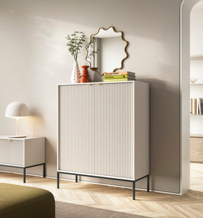 Credenza con piedi in metallo 2 ante in legno laminato Miseno 104x125 cm