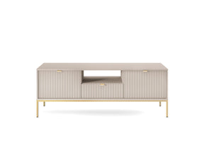 Mobile TV con piedi in metallo 2 ante e 1 cassetto in legno laminato Miseno 154x56 cm