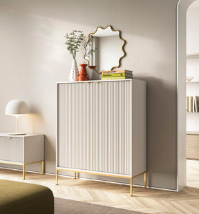 Credenza con piedi in metallo 2 ante in legno laminato Miseno 104x125 cm