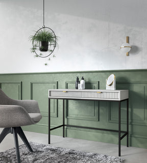 Consolle con piedi in metallo 2 cassetti in legno laminato Miseno 104x78 cm