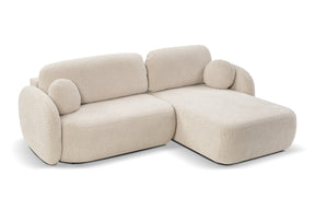 Divano letto angolare in tessuto bouclè Madrid 248x174 cm