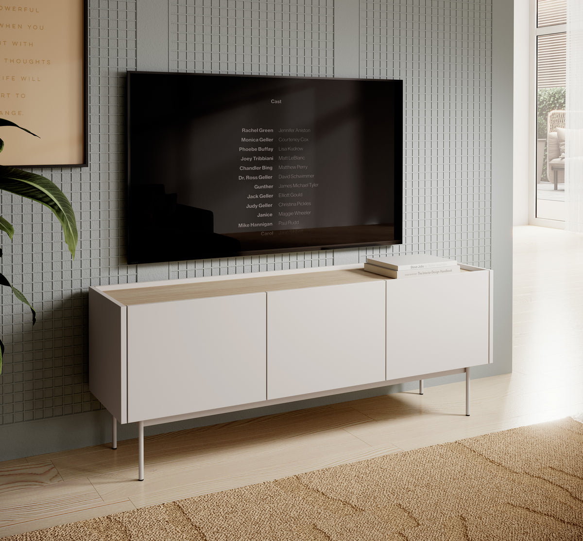 Mobile porta TV 3 ante in legno laminato Lago 144x55 cm