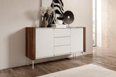 Madia 2 ante 3 cassetti in legno laminato noce e cashmere Lumia 141x82 cm