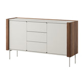 Madia 2 ante 3 cassetti in legno laminato noce e cashmere Lumia 141x82 cm