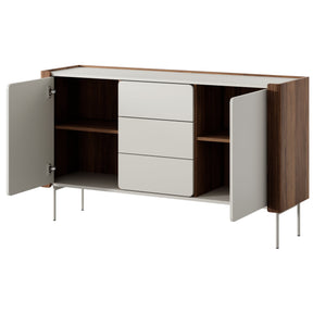 Madia 2 ante 3 cassetti in legno laminato noce e cashmere Lumia 141x82 cm
