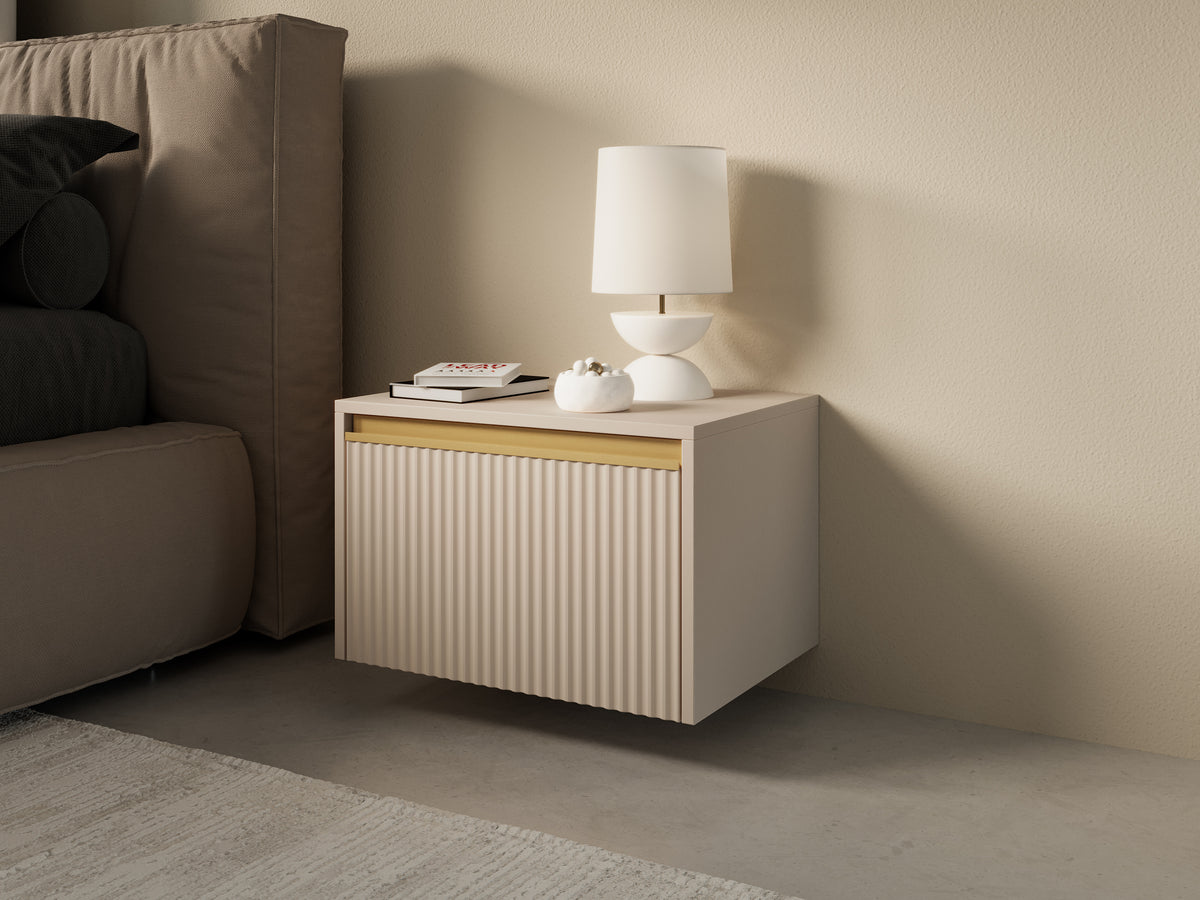 Comodino 1 cassetto in legno laminato Gold 54x42 cm